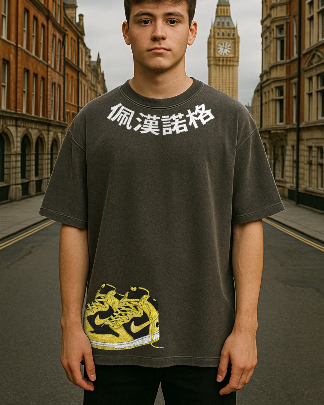 Dark Brown Old Money Oversized T-Shirt – Styled with Nike Sneakers | 240 GSM Cotton | Pehanoge