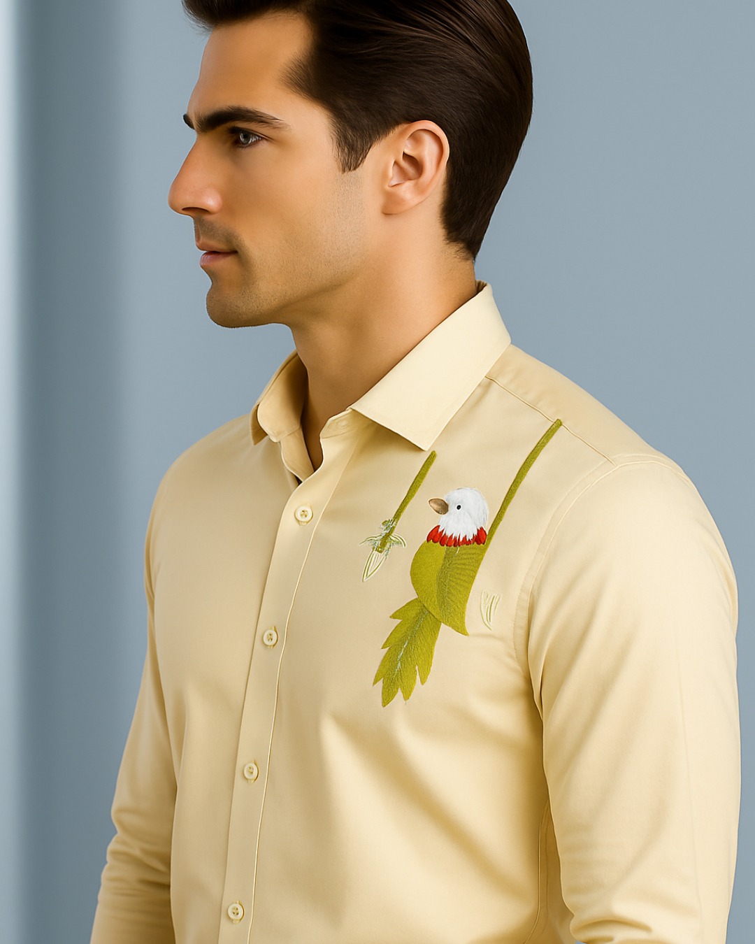 Pehanoge Suncrest Avian Embroidered Giza Cotton Shirt | Signature Embroidered Collection