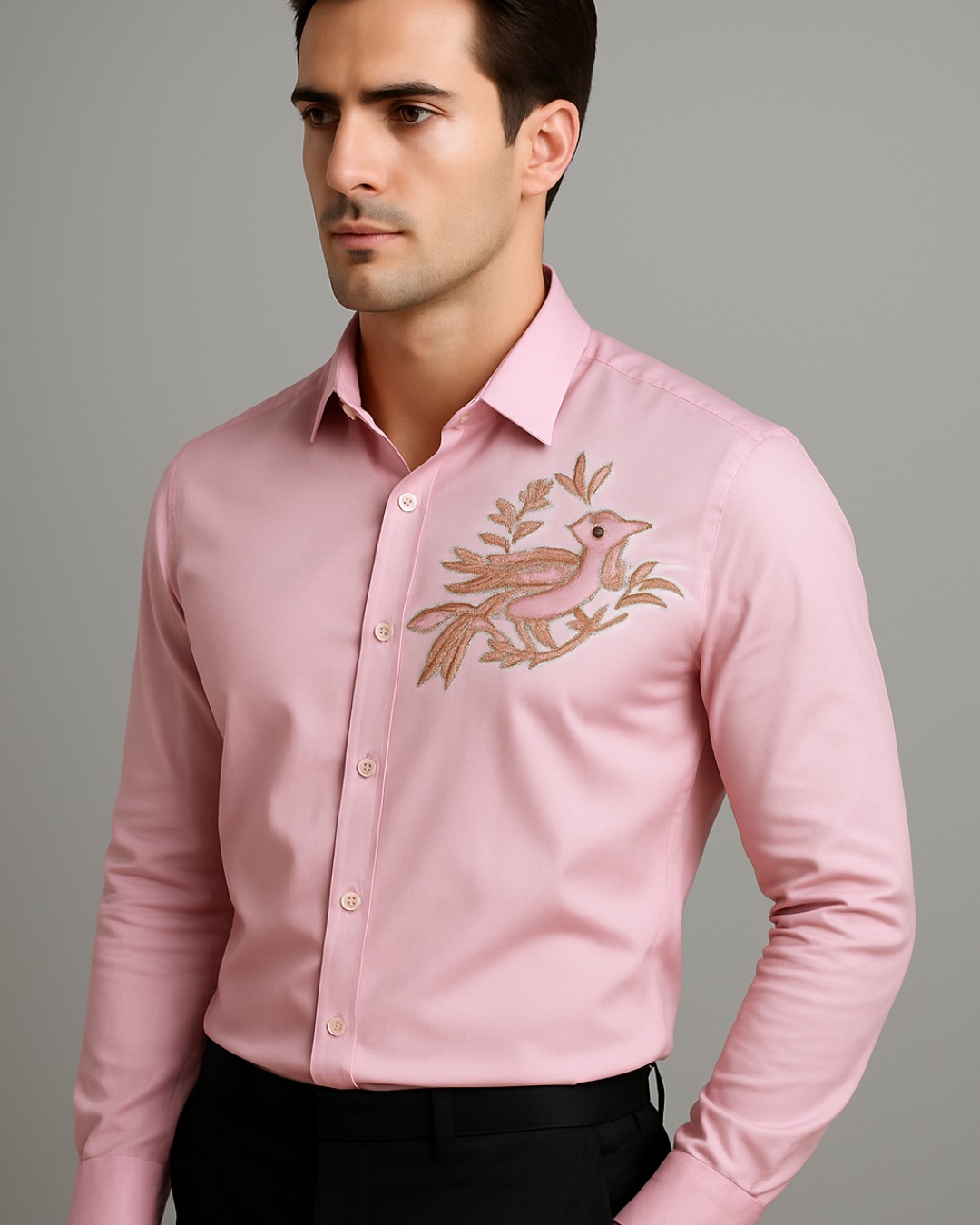 Pehanoge Rosetta Finch Embroidery Giza Cotton Shirt | Signature Embroidery Edition