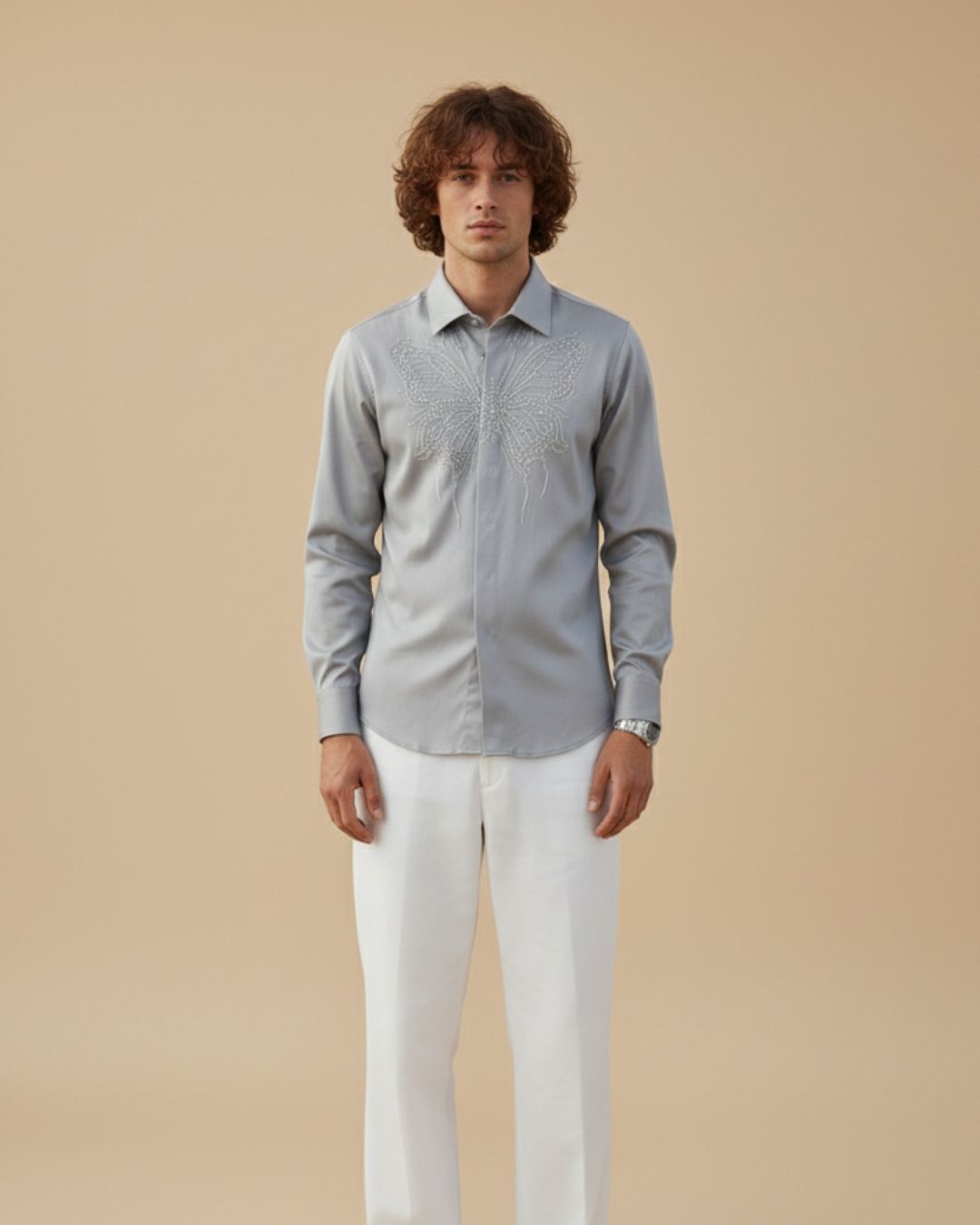 Pehanoge Papilion Embroidered Giza Cotton Shirt | Signature Embroidery Collection - Image 4