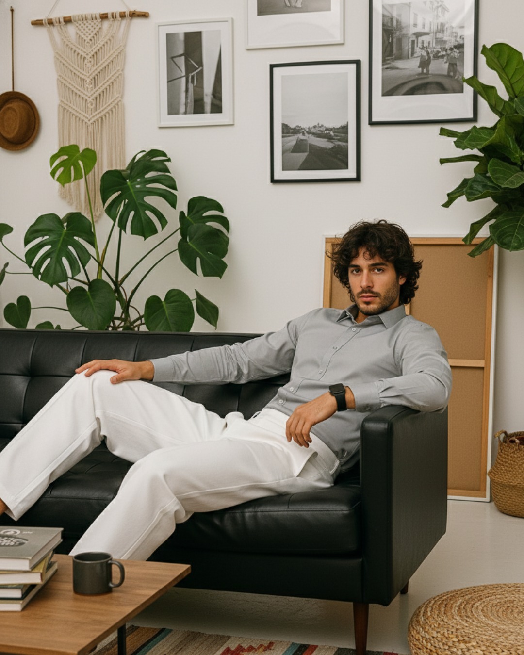 Achromatic Giza Cotton Shirt | Signature Monochrome Collection | Pehanoge