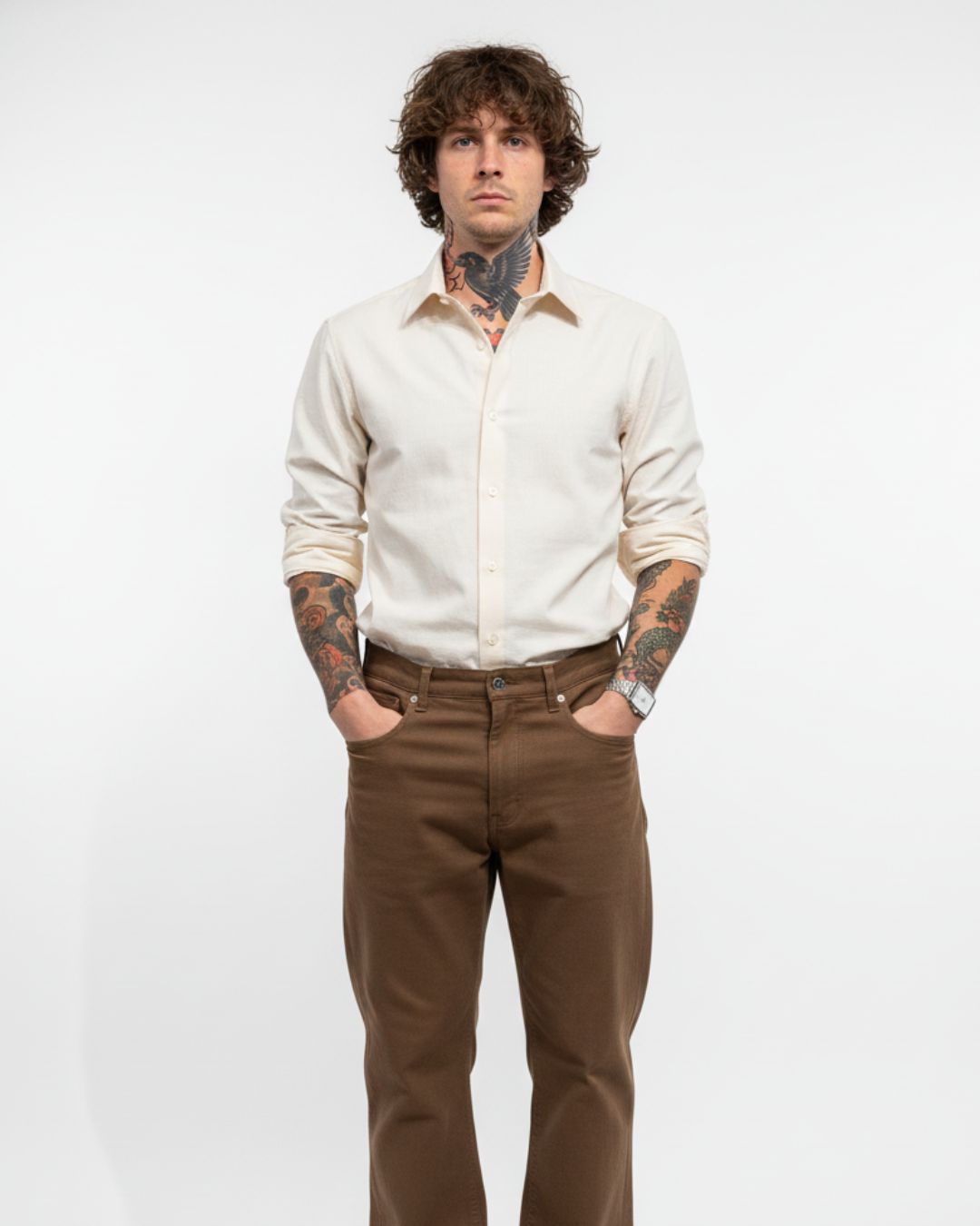 Dusty White Cotton Blend Shirt | Collector’s Edition Solid Shirt | Pehanoge