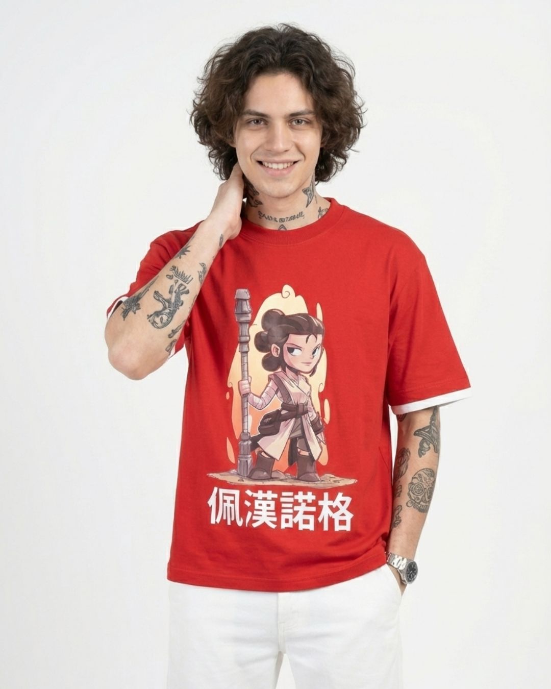 Flame Monk Oversized T-Shirt | Silicon-Washed Loop Net Premium DTF | Streetwear Edition | Pehanoge - Image 2