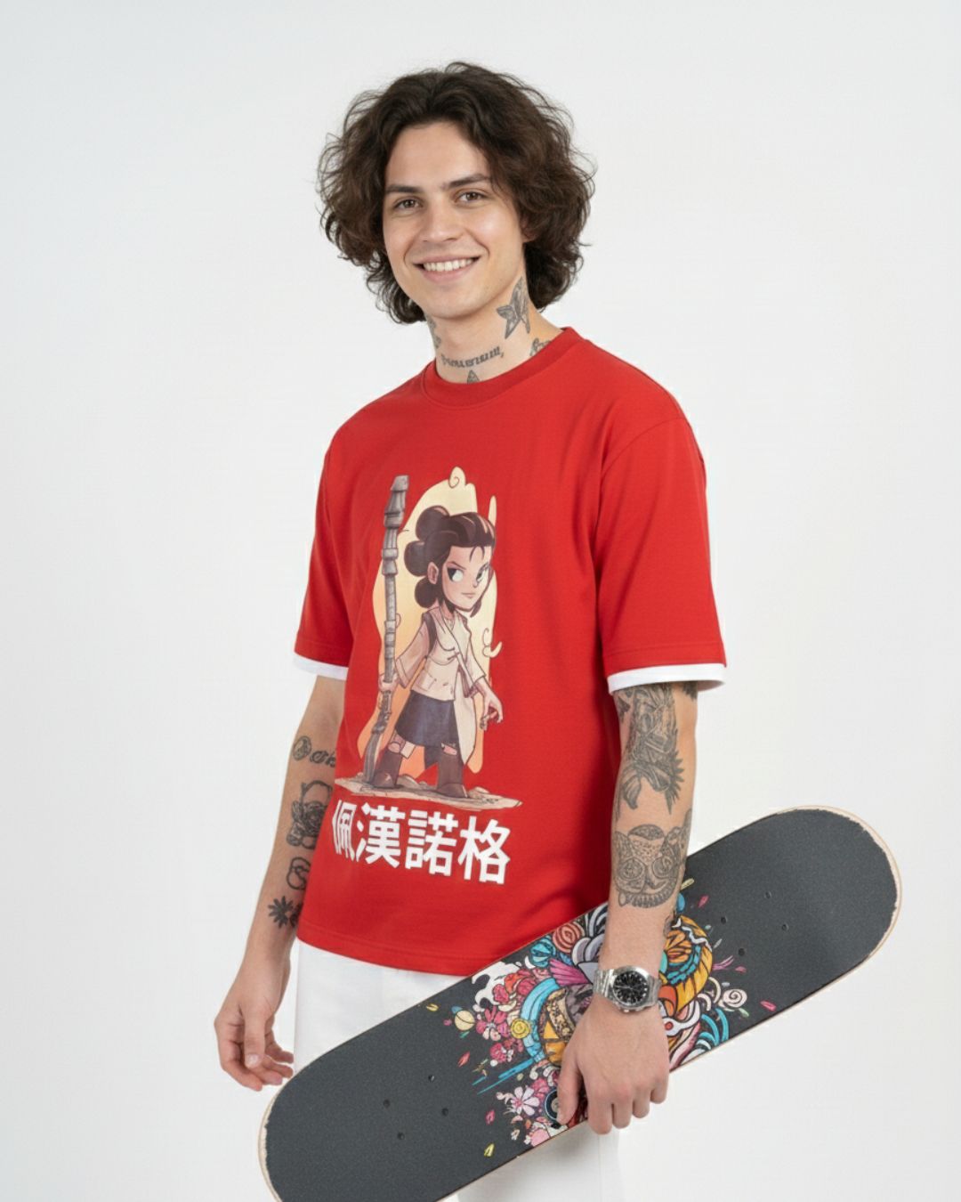 Flame Monk Oversized T-Shirt | Silicon-Washed Loop Net Premium DTF | Streetwear Edition | Pehanoge - Image 5