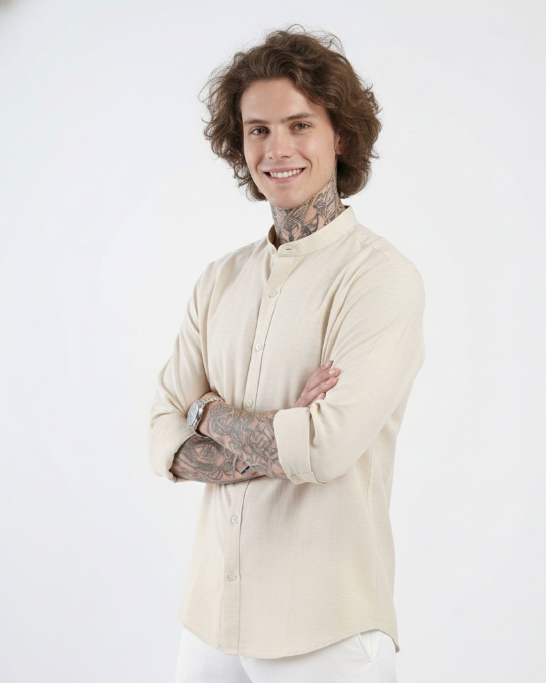 Ivory Drift Giza Cotton Shirt | Timeless Elegance | Collector’s Edition Solid Shirt | Pehanoge - Image 3