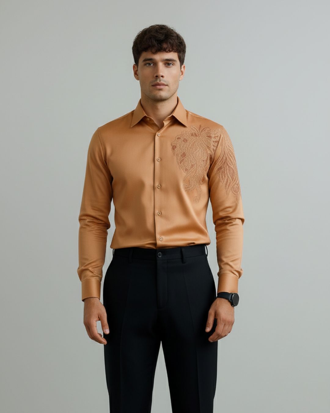 Pehanoge Regal Mane Giza Cotton Shirt | Signature Embroidery Collection - Image 4