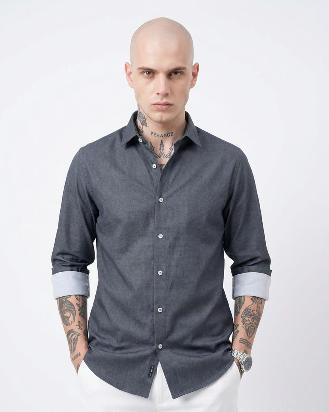 Urban Slate Cotton Blend Shirt | Collector’s Edition Solid Shirt | Pehanoge