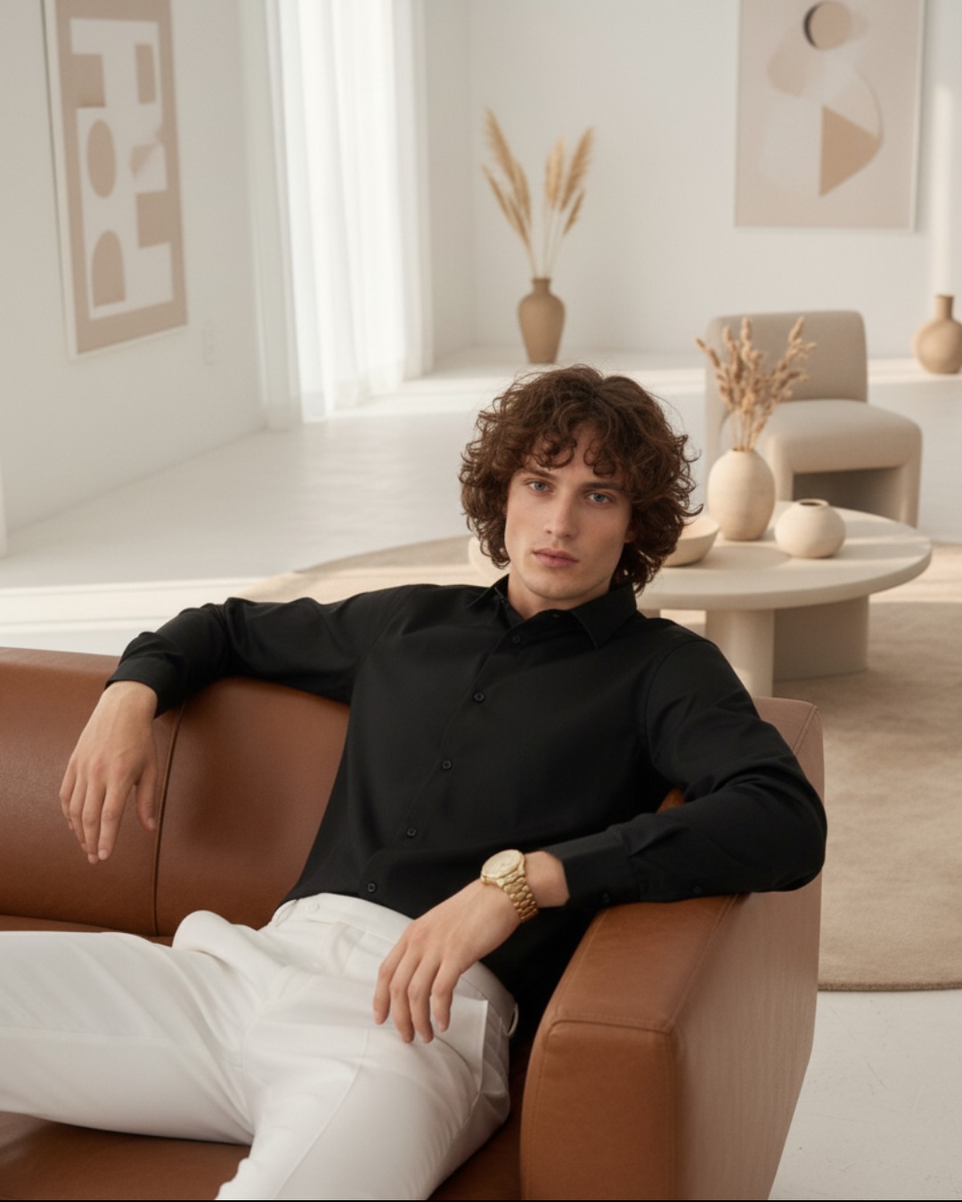 Pehanoge Midnight Noir Giza Cotton Shirt | Signature Monochrome Collection